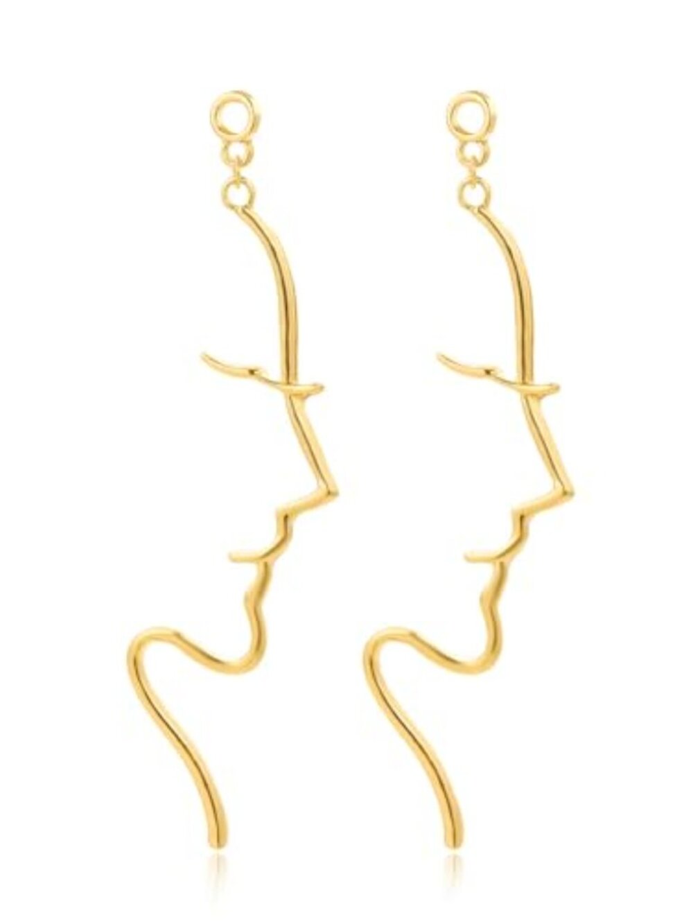 Profile Toned Abstract Face Dangle Ears for Women Artistic Minimalist Jewelry
